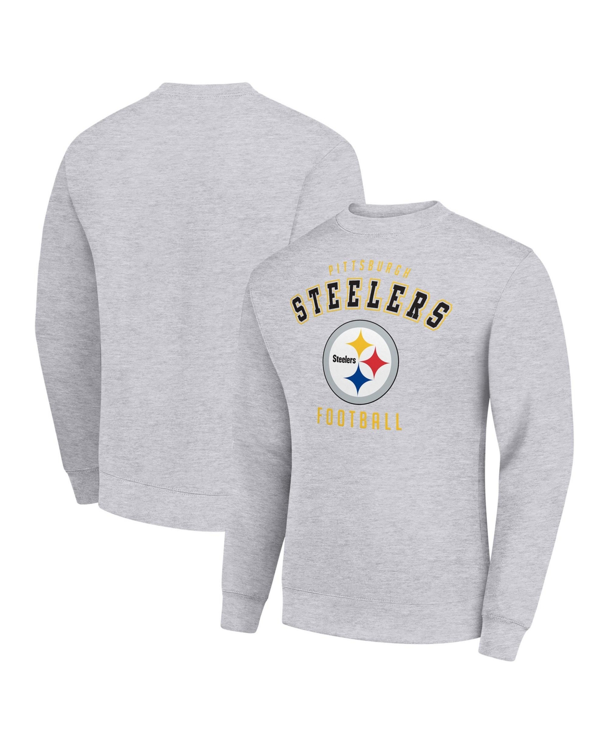 Starter Men's Pittsburgh Steelers Screen Print Graphics Pullover Sweatshirt - Heather Gray