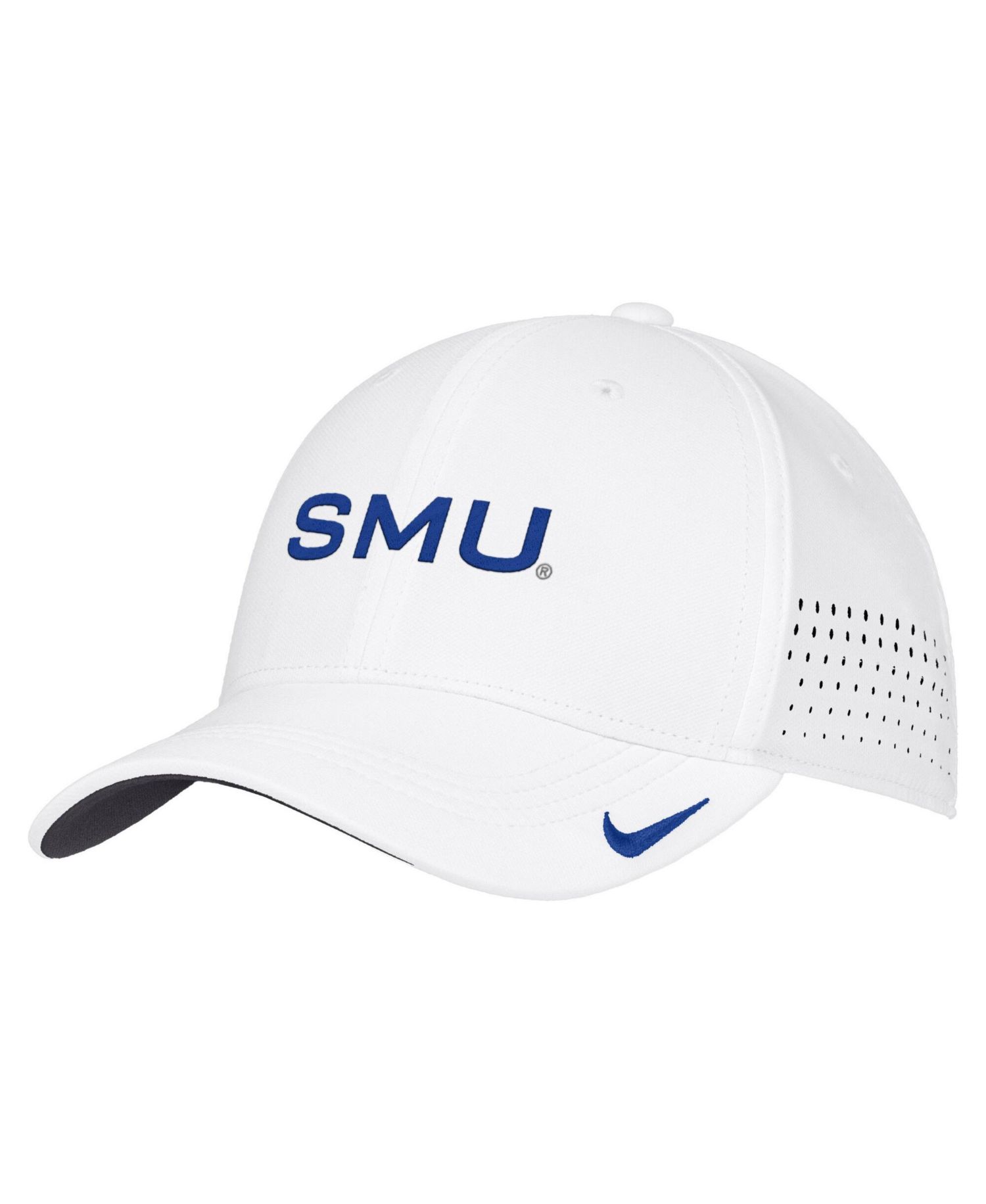 Men's White SMU Mustangs 2026 On-Field AeroBill SwooshFlex Dri-FIT Hat