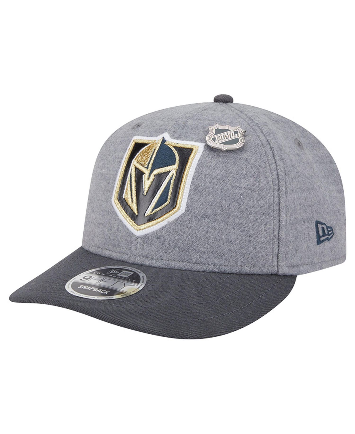 Men's Gray/Black Vegas Golden Knights Wool Pin Low Profile 9FIFTY Snapback Hat