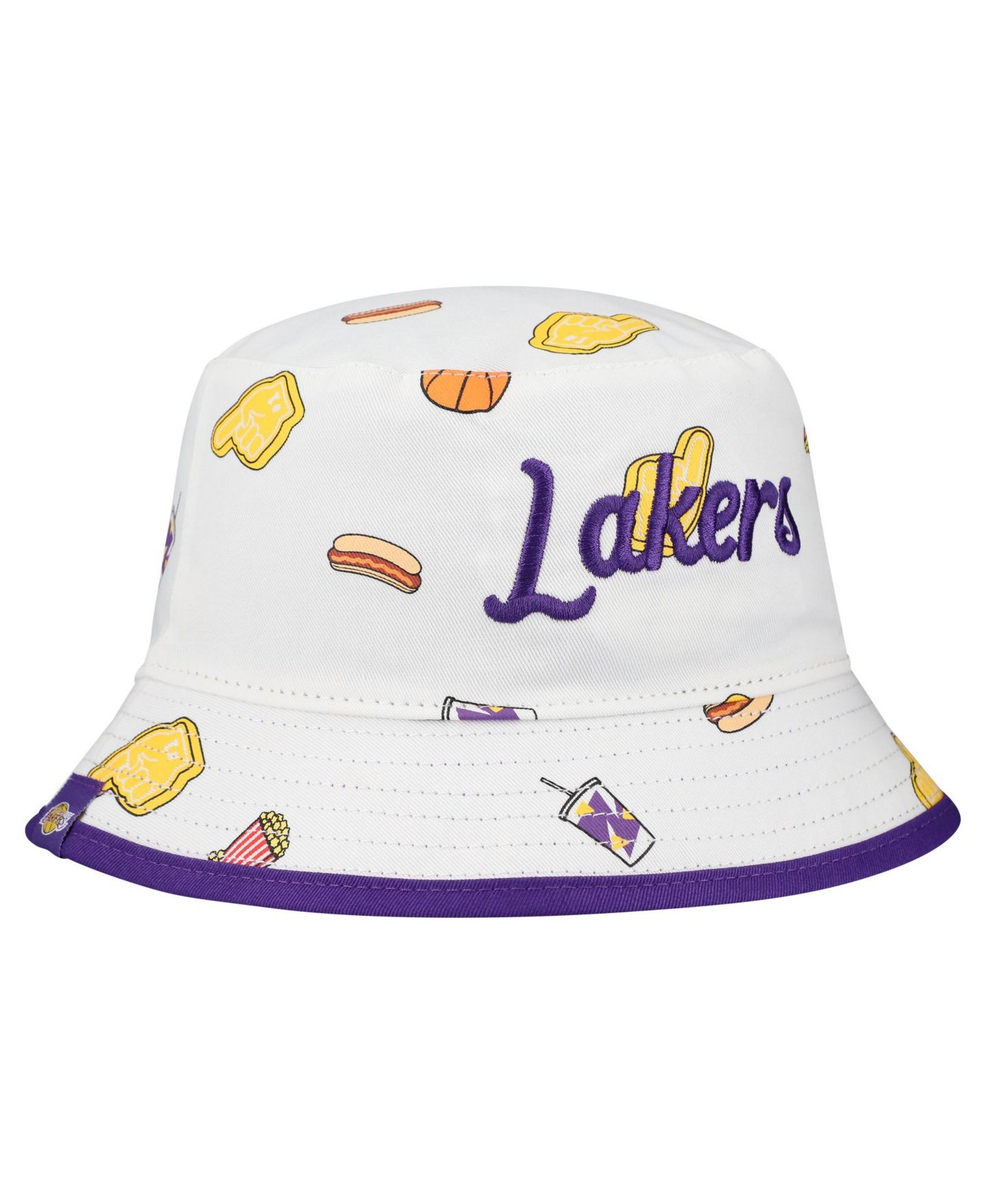 Мужская панама New Era White Los Angeles Lakers Team Cheer Reversible Bucket Hat — фото 3