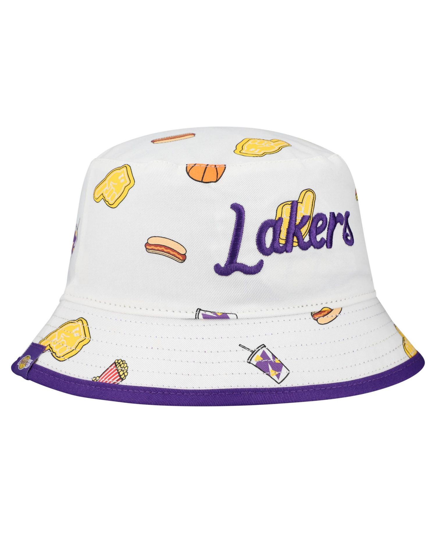 Men's White Los Angeles Lakers Team Cheer Reversible Bucket Hat