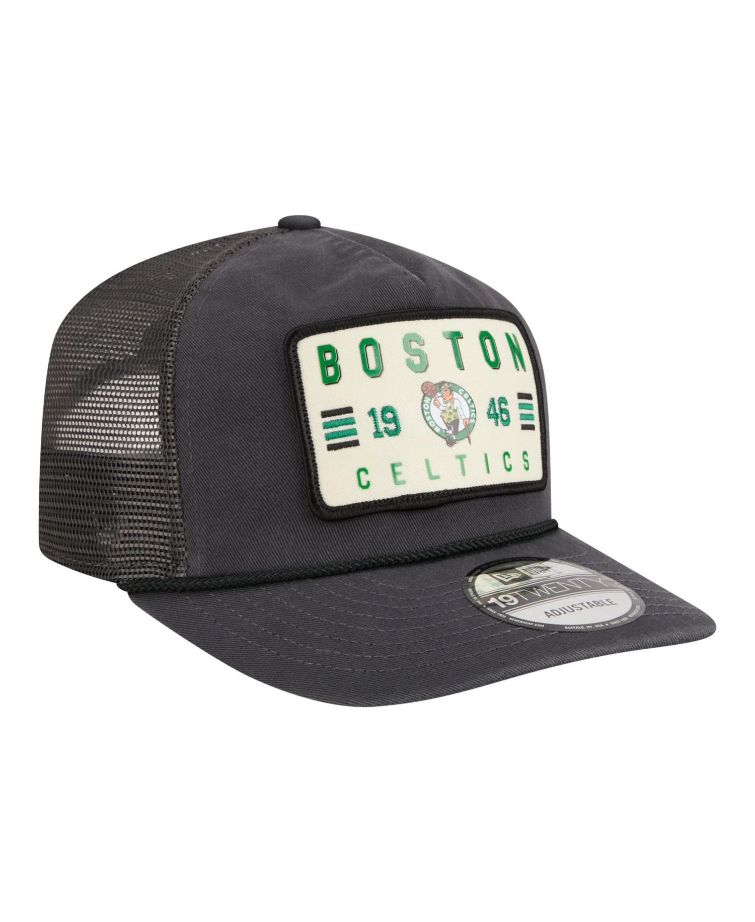 Men's Charcoal Boston Celtics Washed Patch 19TWENTY Adjustable Trucker Hat