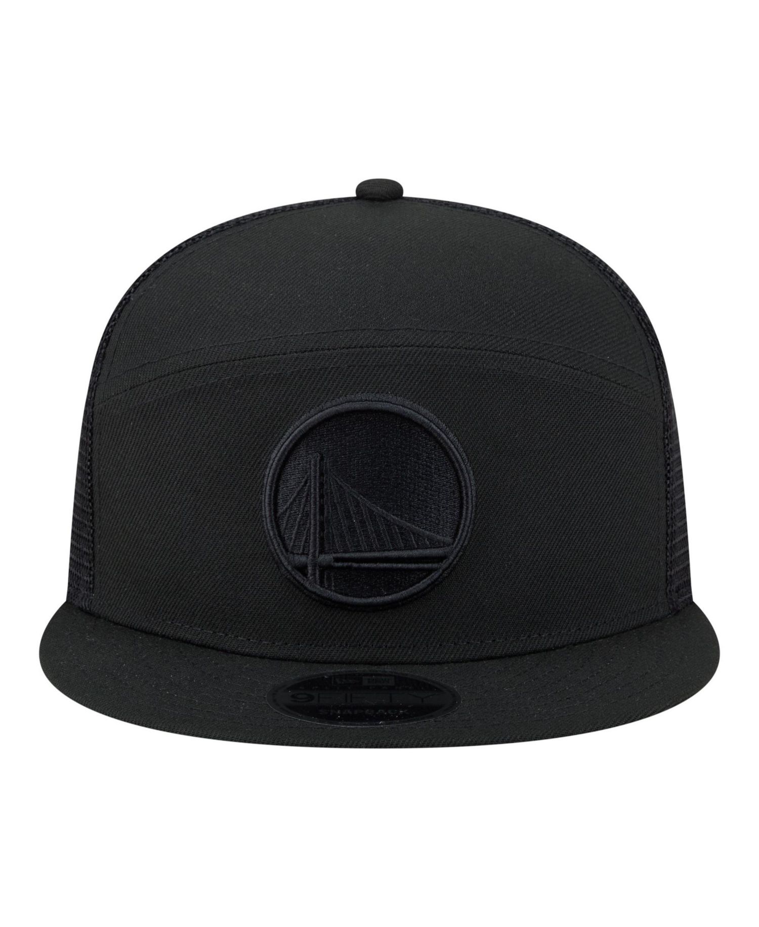 Men's Black Golden State Warriors Block Split Panel 9FIFTY Snapback Hat