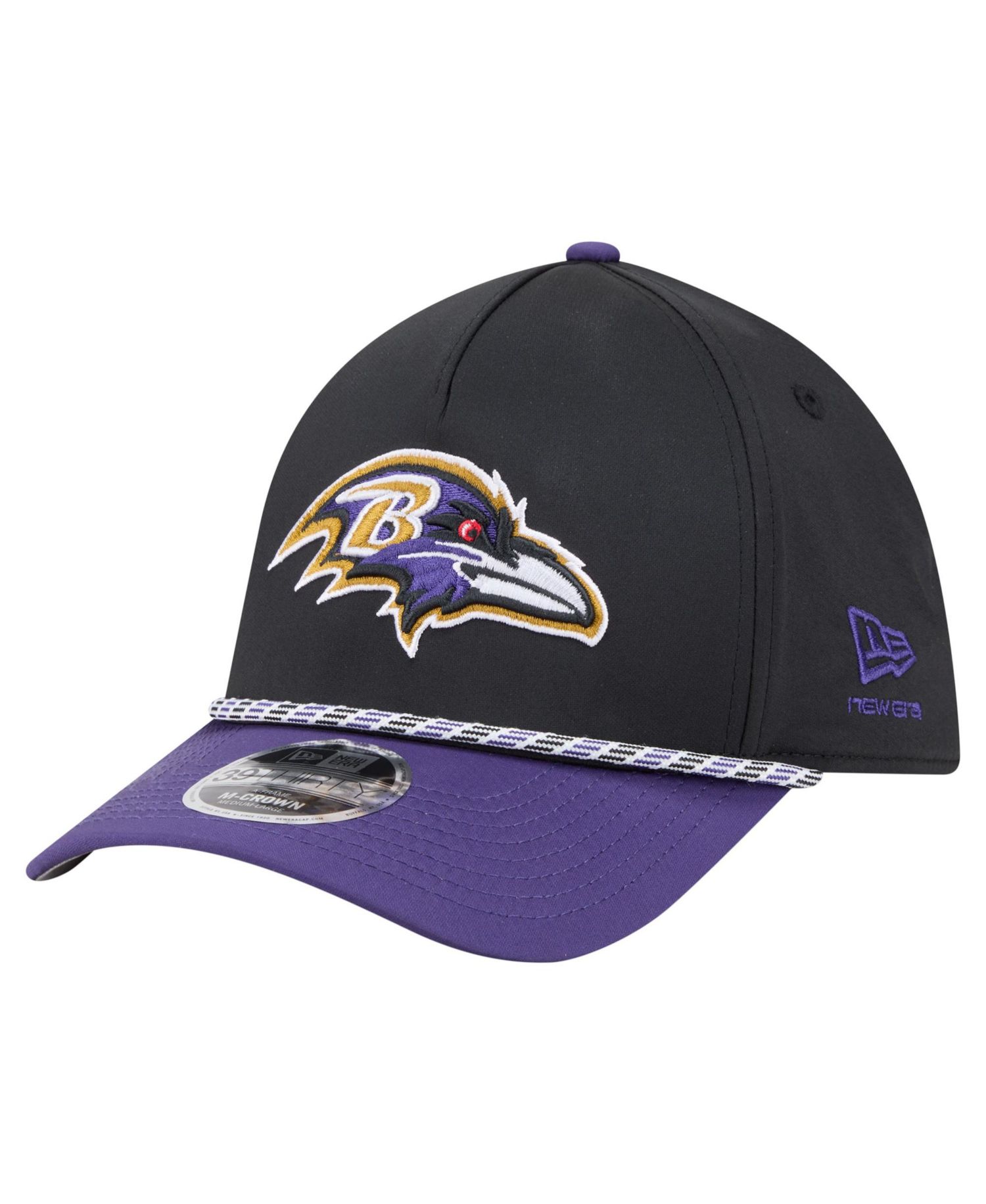 Men's Black/Purple Baltimore Ravens Rope M-Crown A-Frame 39THIRTY Flex Hat