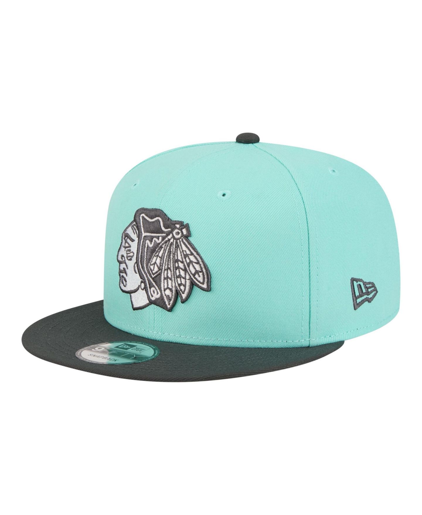 Мужские головные уборы New Era Turquoise/Charcoal Chicago Blackhawks Two-Tone Color Pack 9FIFTY Snapback Hat — фото 1