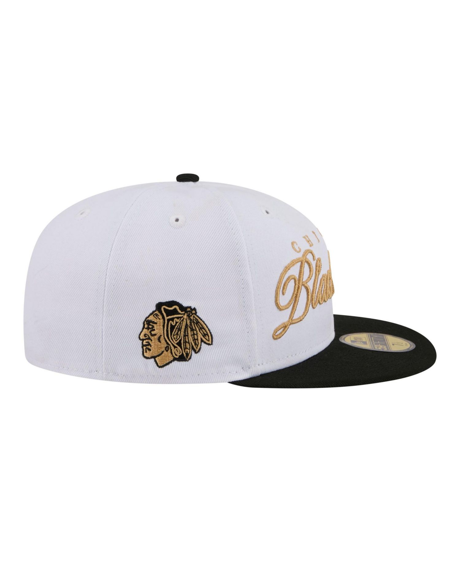 Men's White/Black Chicago Blackhawks Scripted 59FIFTY Fitted Hat