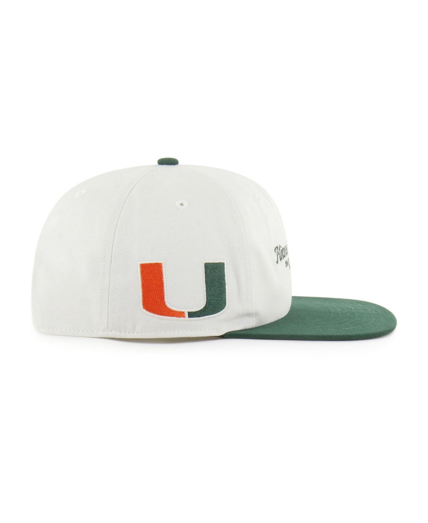 Men's '47 White/Green Miami Hurricanes Script Stack Relaxed Captain Adjustable Hat