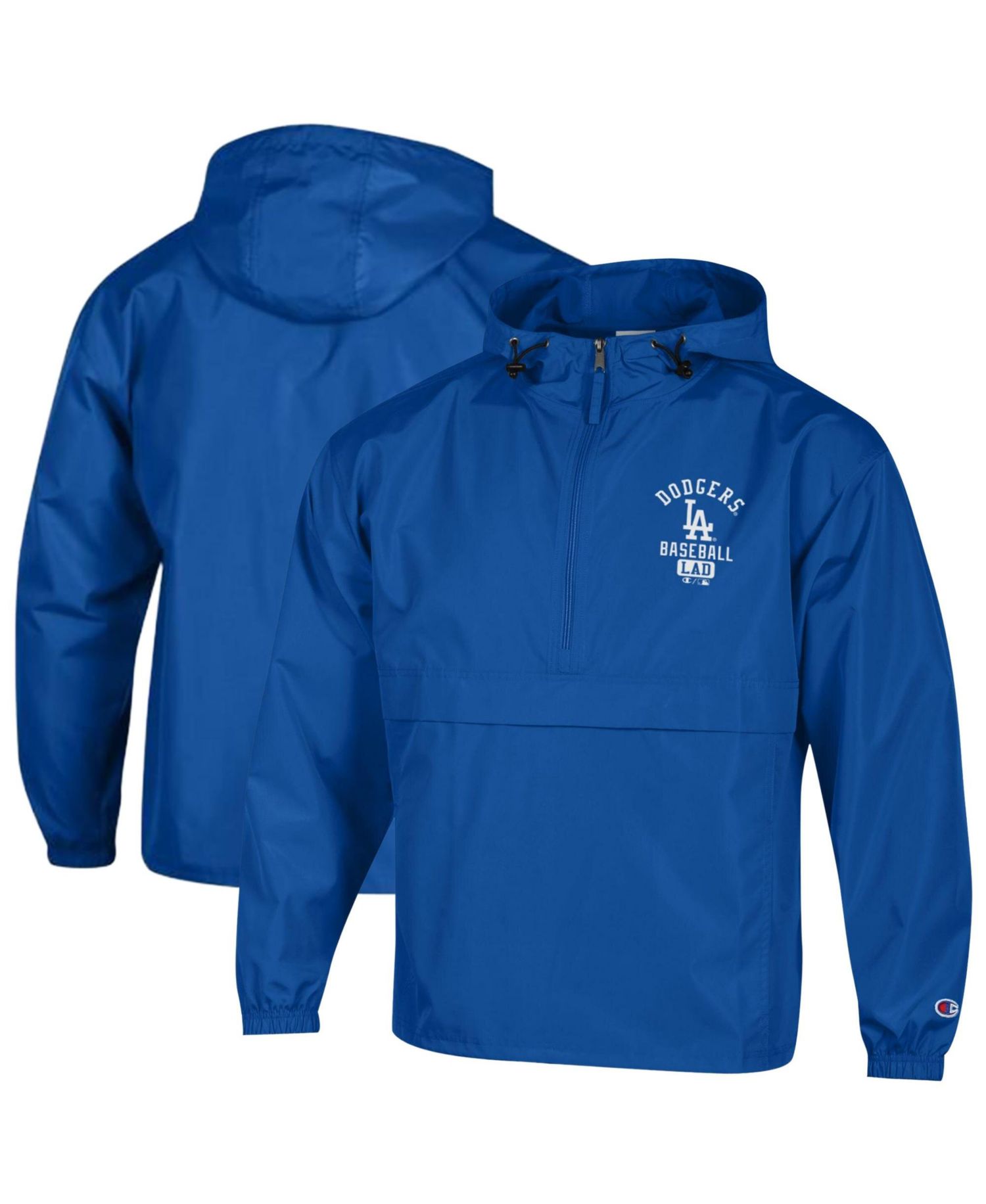 Men's Royal Los Angeles Dodgers Packable Windbreaker Half-Zip Jacket
