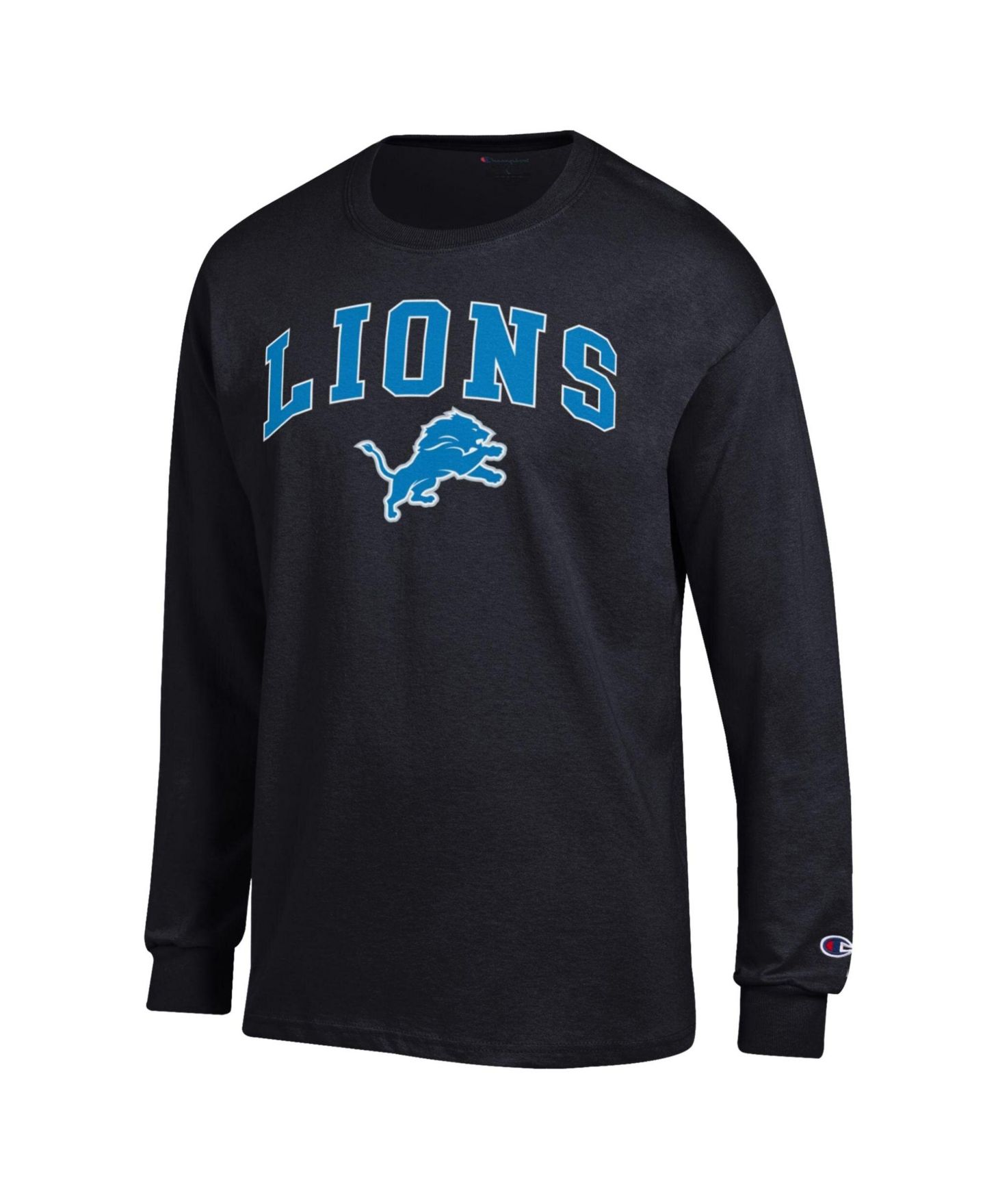 Мужская футболка Champion Black Detroit Lions Arch Over Logo Long Sleeve — фото 2