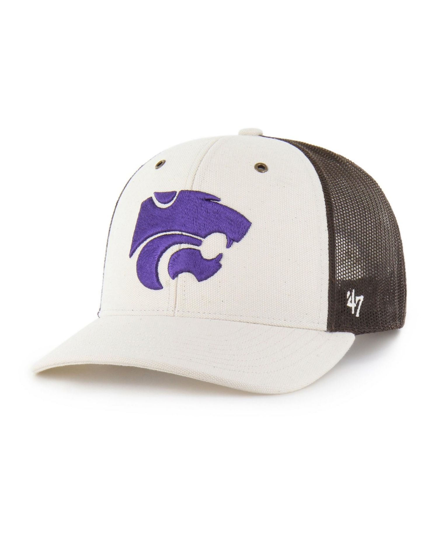 Men's Natural/Brown Kansas State Wildcats Undyed Trucker Adjustable Hat