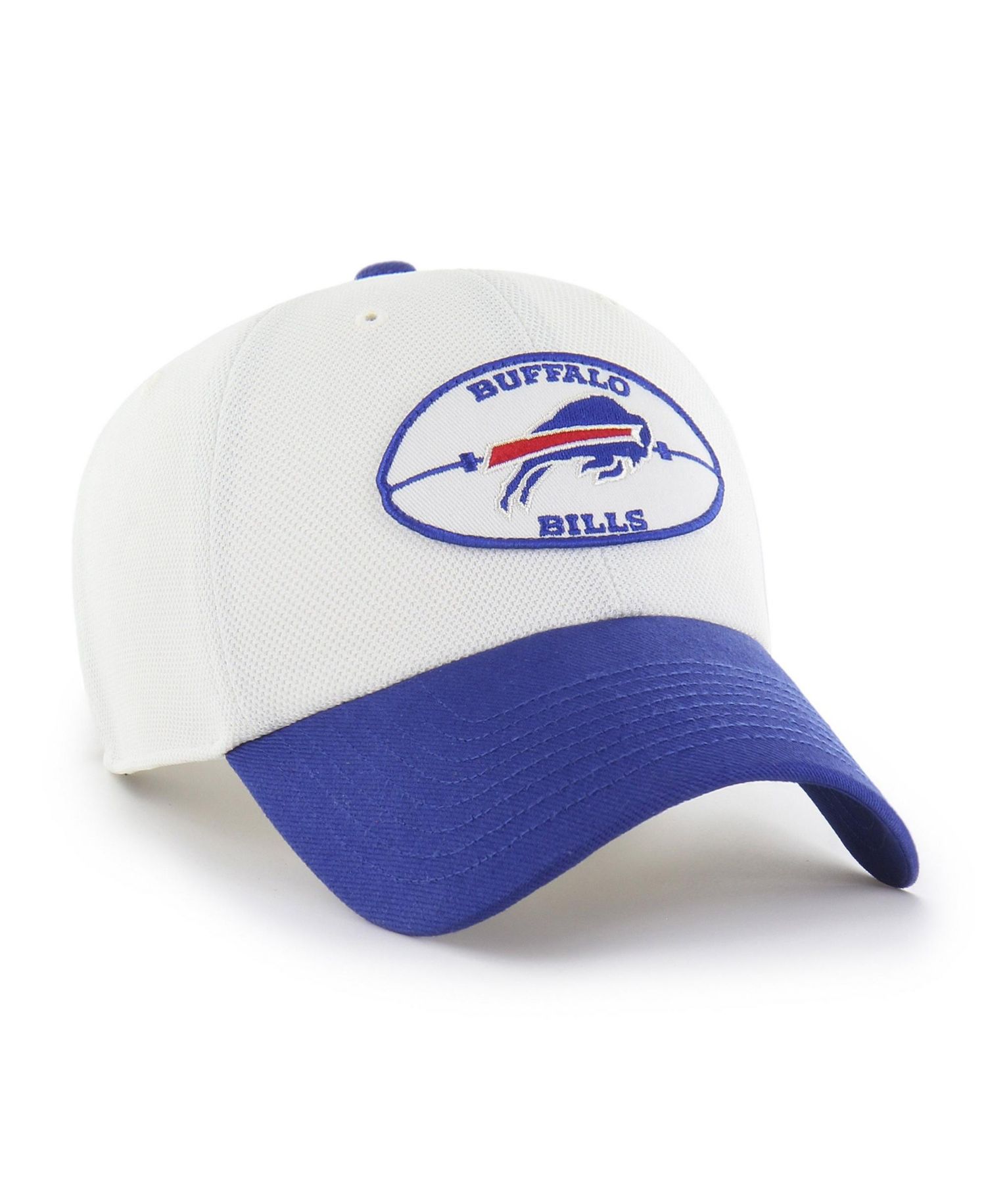 Men's '47 White/Royal Buffalo Bills Pique Patch Clean Up Adjustable Hat