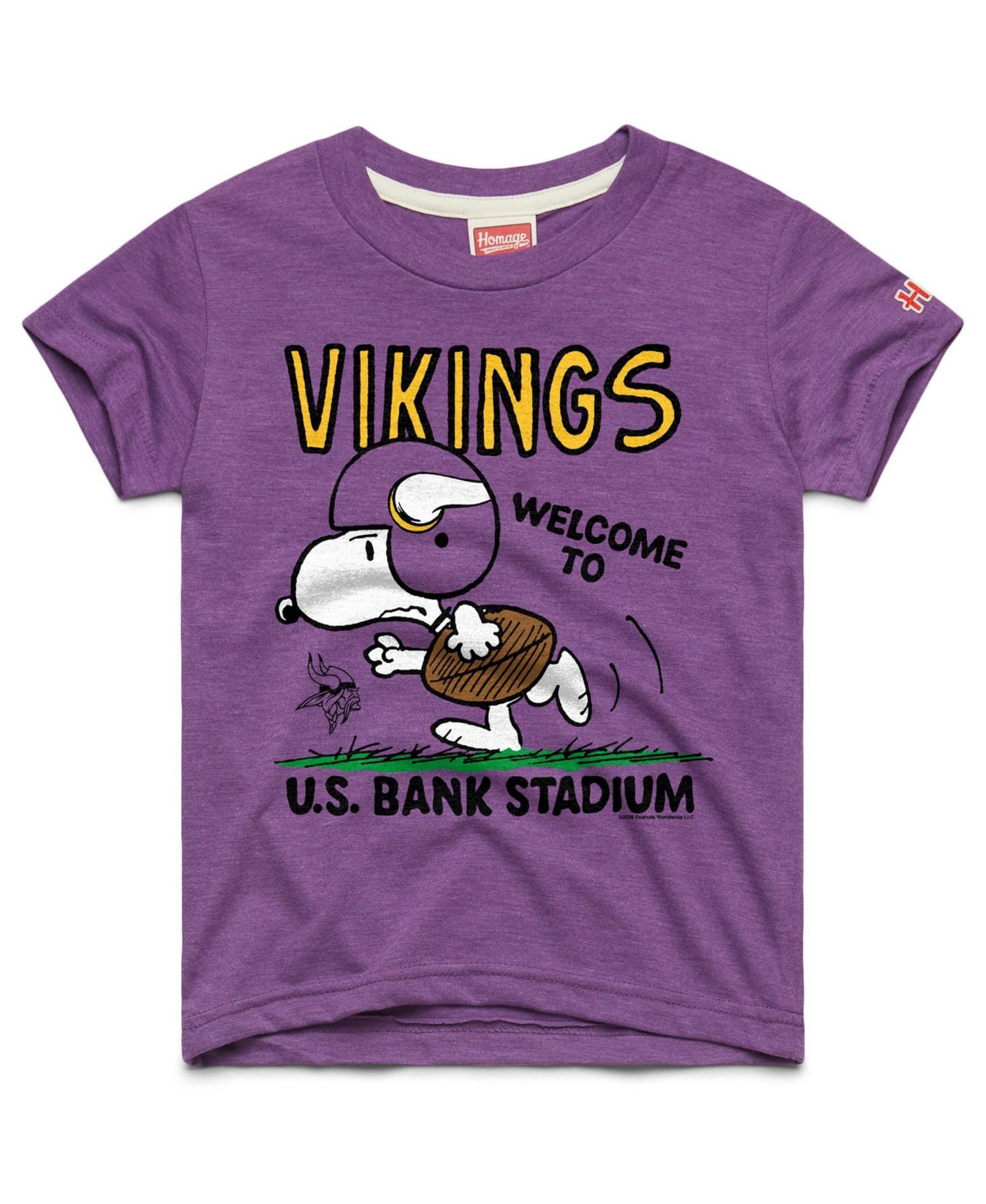 Big Boys and Girls Purple Minnesota Vikings x Peanuts Welcome to U.S. Bank Stadium Tri-Blend T-Shirt