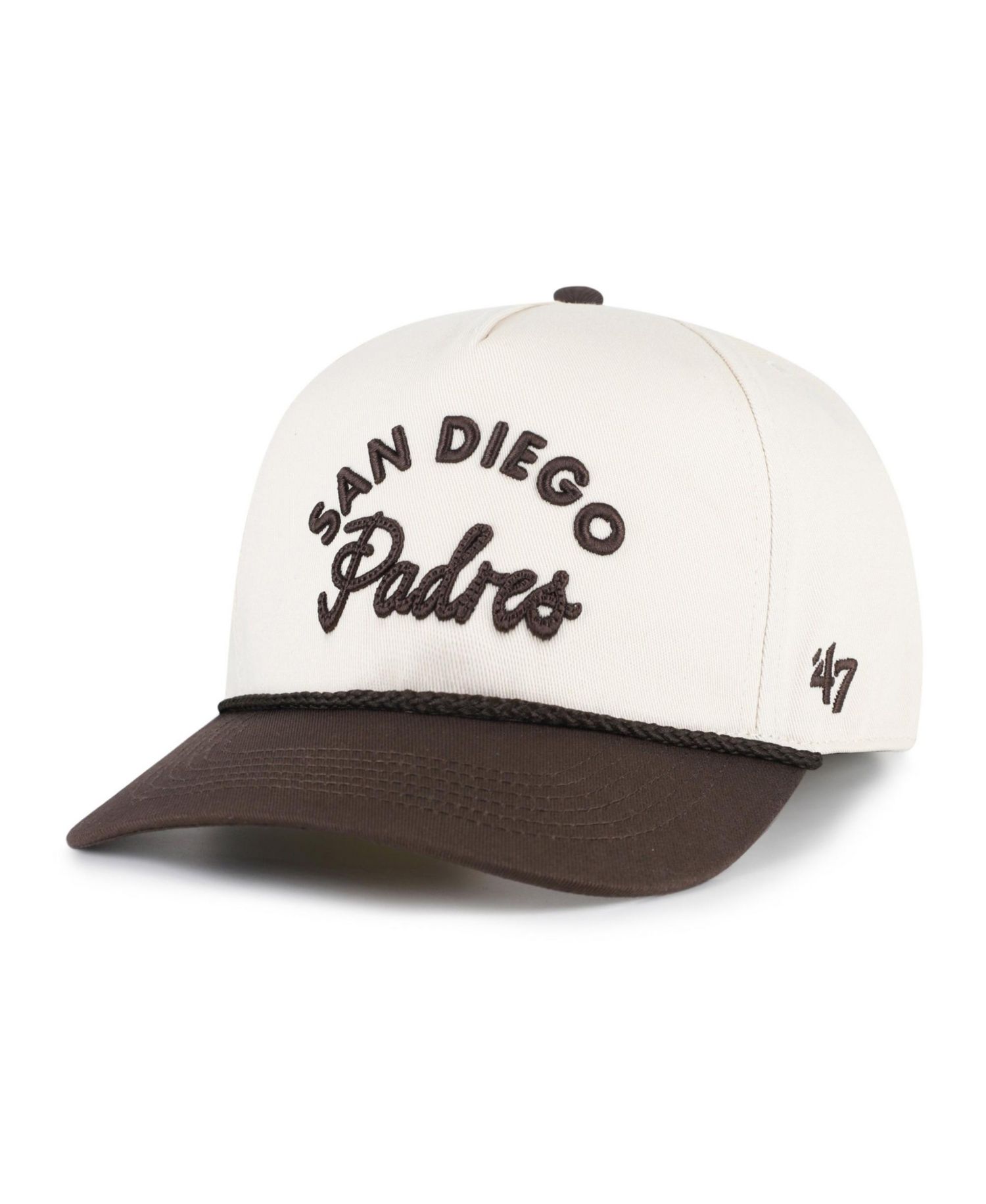 Men's and Women's '47 Natural/Brown San Diego Padres Rope Script Hitch Adjustable Hat