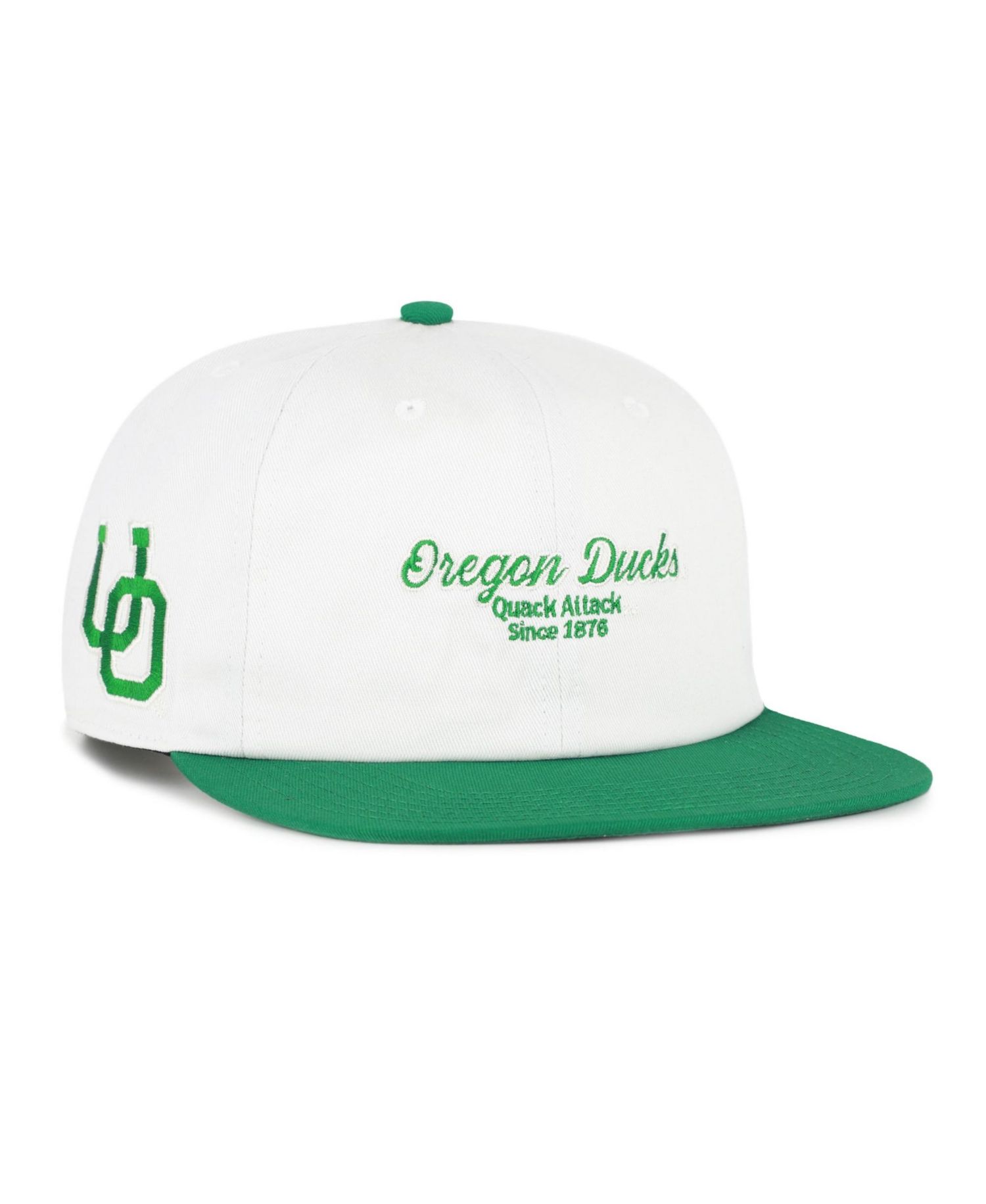 Men's '47 White/Green Oregon Ducks Script Stack Relaxed Captain Adjustable Hat