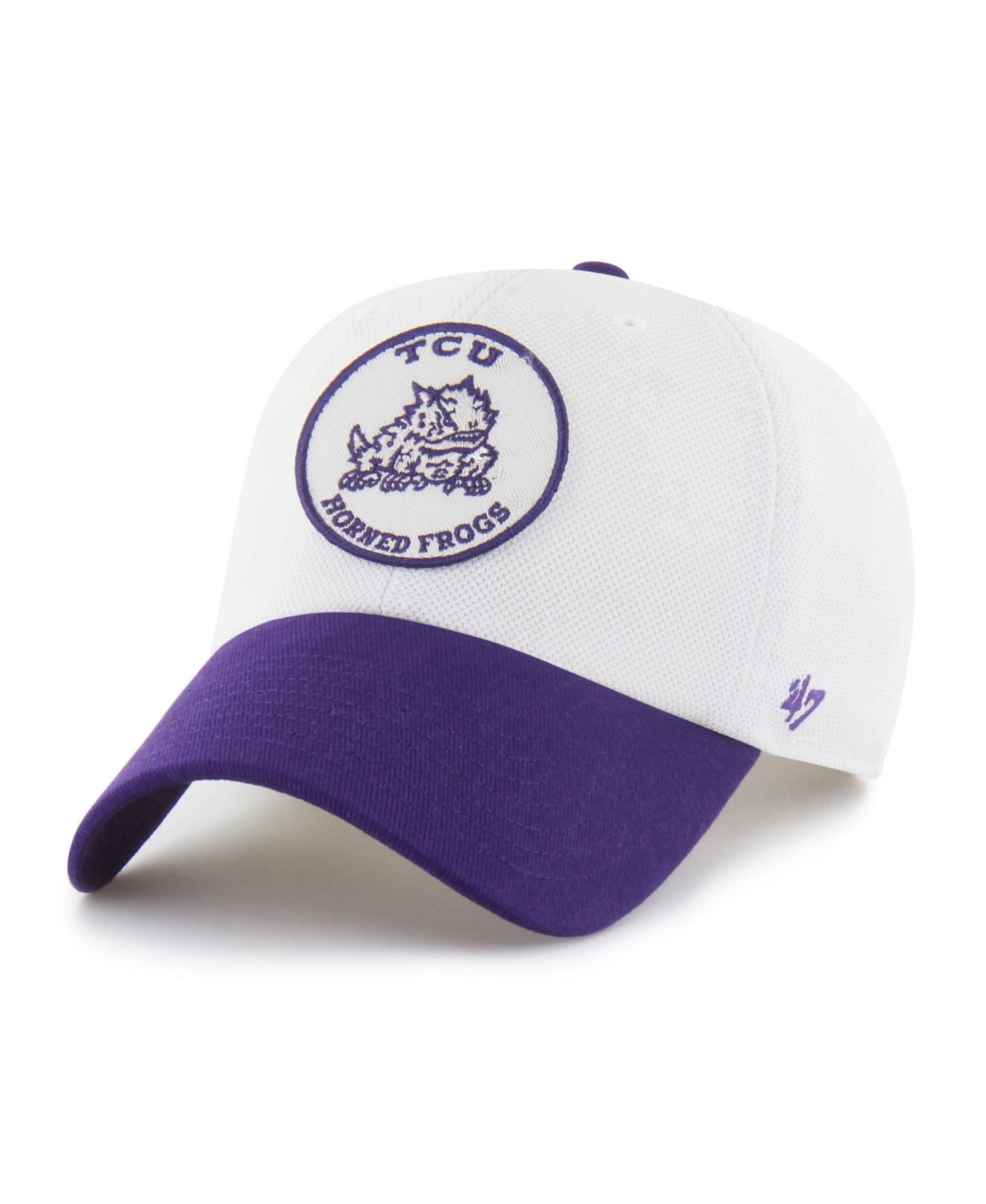 Men's and Women's '47 White/Purple TCU Horned Frogs Pique Patch Clean Up Adjustable Hat