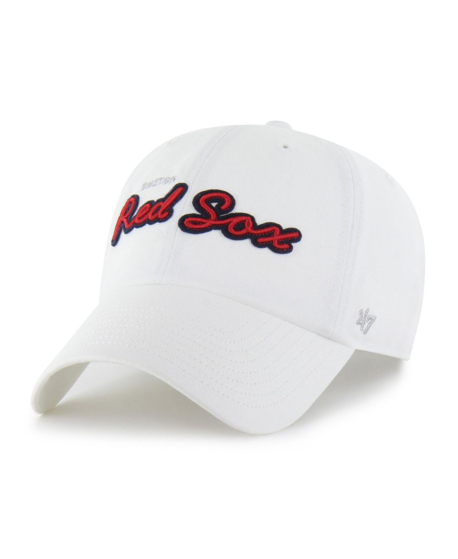 Women's '47 White Boston Red Sox Trendy Script Clean Up Adjustable Hat
