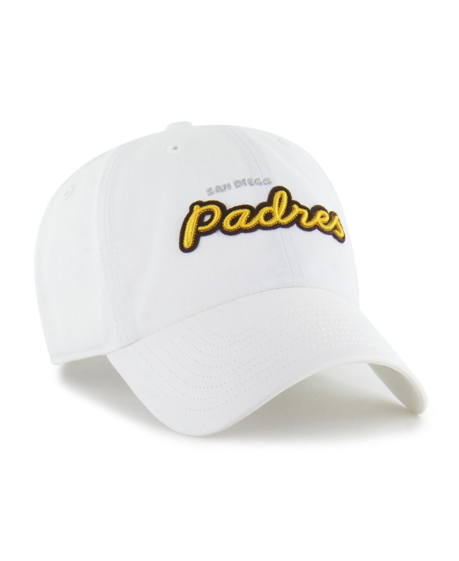 Women's '47 White San Diego Padres Trendy Script Clean Up Adjustable Hat