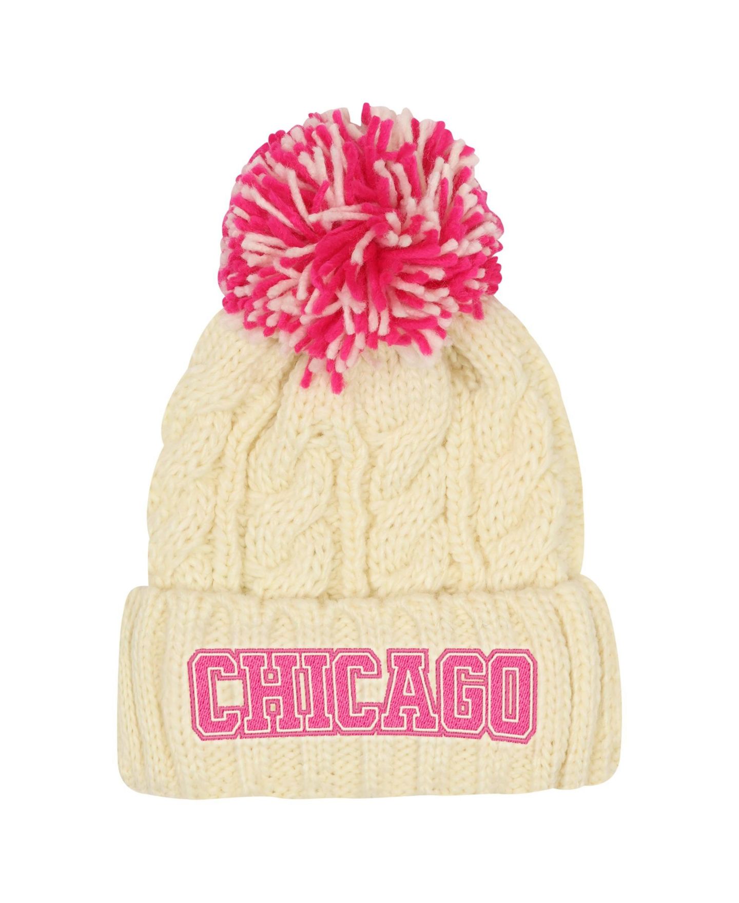 Детские шапки Outerstuff Girls' Chicago Bears Cable-Knit Pom Beanie — фото 2