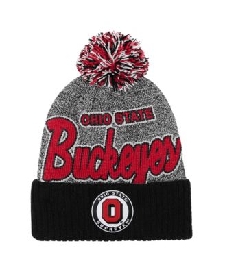 Big Boys and Girls Black Ohio State Buckeyes Mascot Cuffed Knit Hat with Pom