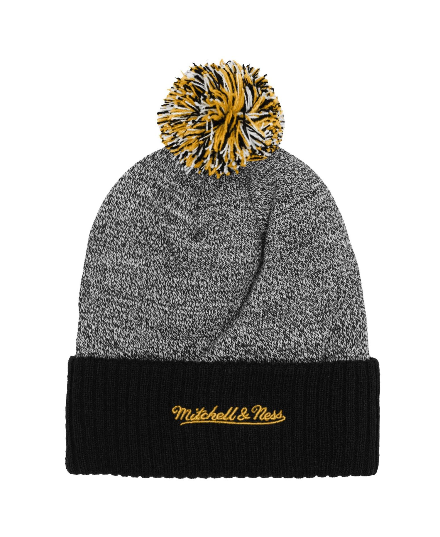 Big Boys and Girls Black/Gray Boston Bruins Mascot Cuffed Knit Hat with Pom