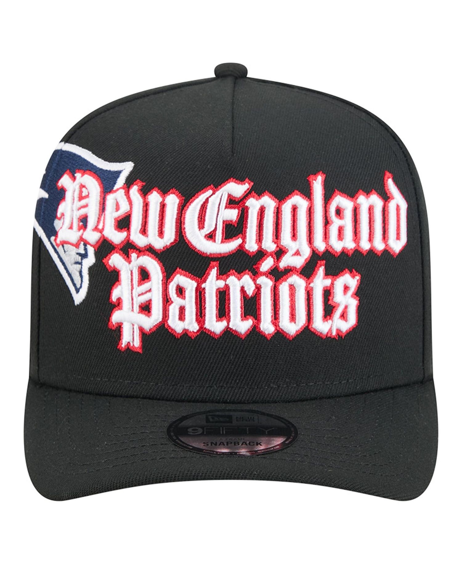 Men's Black New England Patriots Proud A-Frame 9FIFTY Snapback Hat