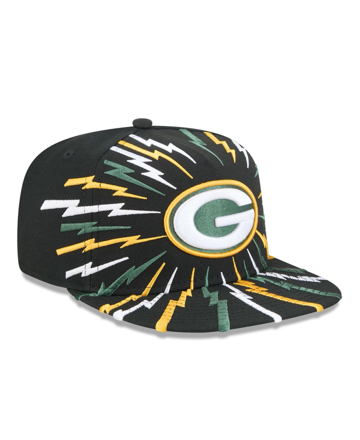 Men's Black Green Bay Packers Bolt A-Frame 9FIFTY Snapback Hat
