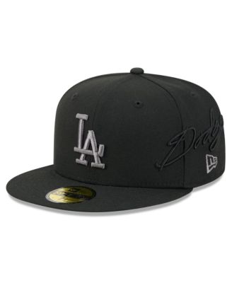 Men's Black Los Angeles Dodgers Side Script 59FIFTY Fitted Hat