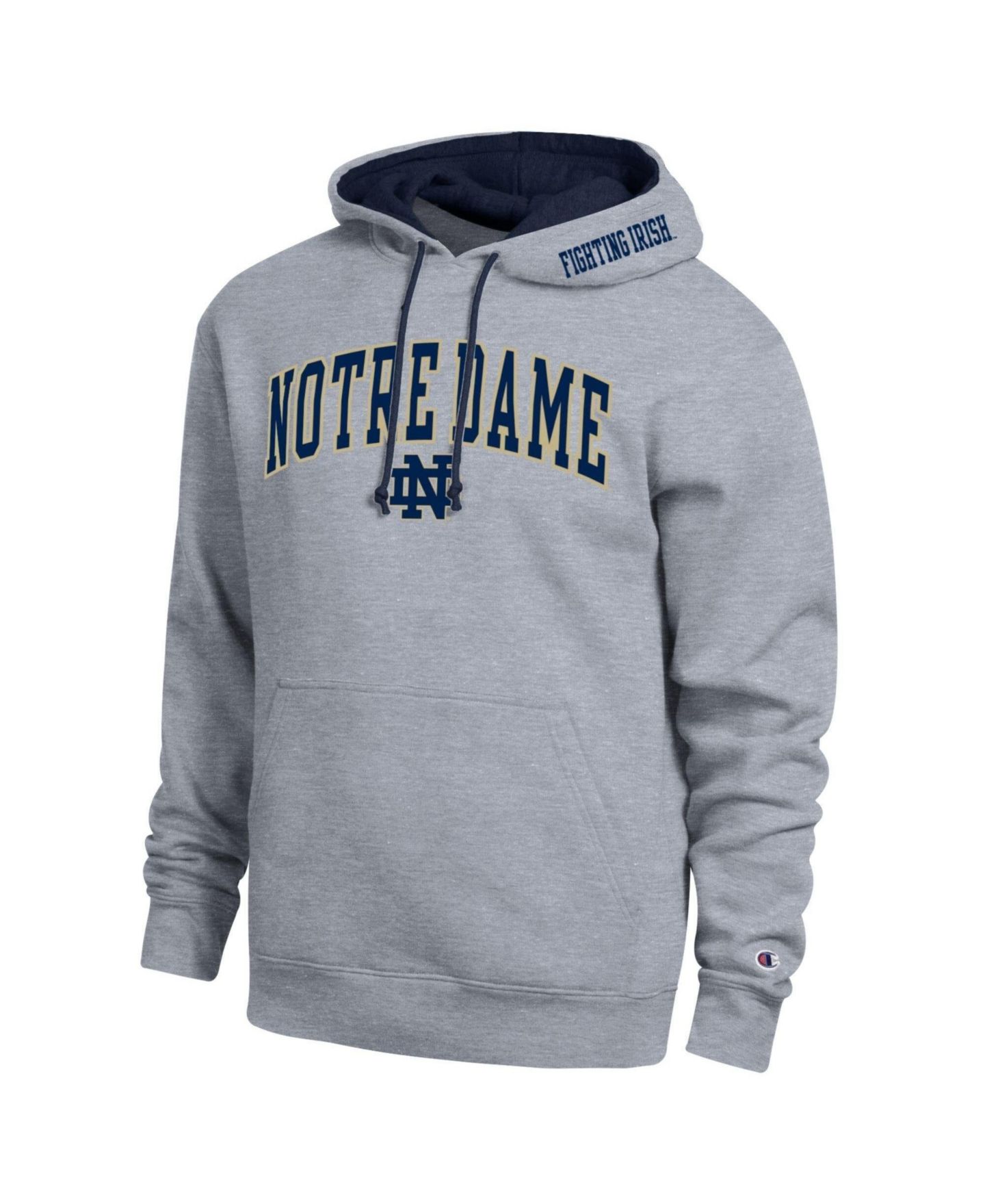 Мужское худи Champion Heather Gray Notre Dame Fighting Irish Arch Tackle Twill — фото 1