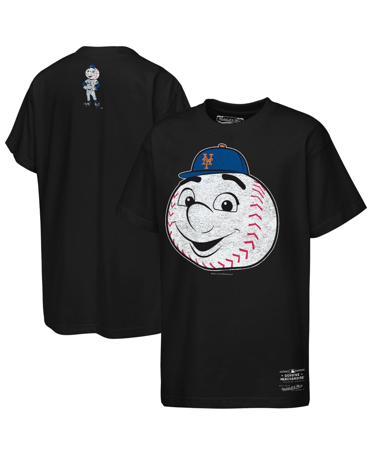 Big Boys and Girls Black New York Mets Big Face Mascot T-Shirt