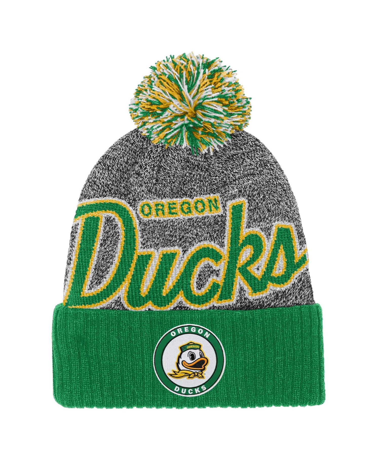 Big Boys and Girls Green Oregon Ducks Mascot Cuffed Knit Hat with Pom