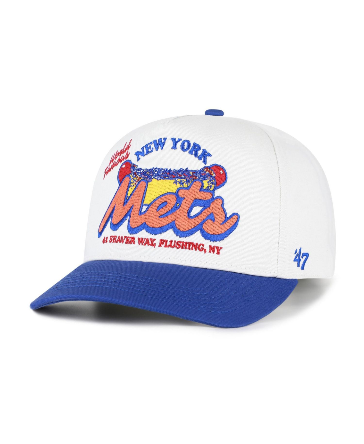 Men's '47 White/Royal New York Mets Glizzy Collection Hitch Adjustable Hat