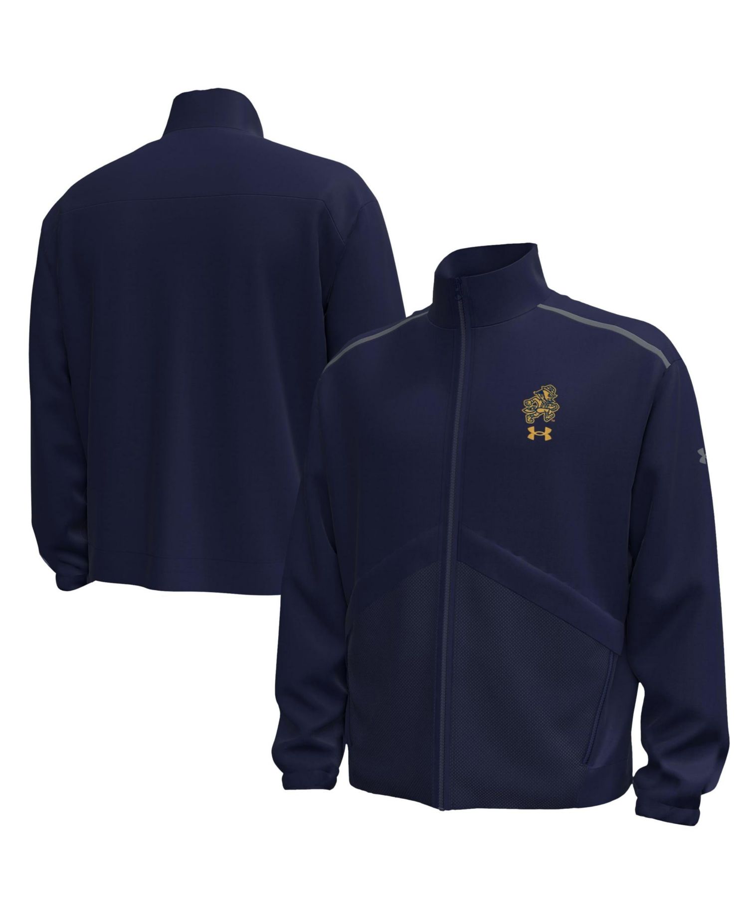 Men's #1 Navy Notre Dame Fighting Irish Irish Wear Green Unstoppable Woven Full-Zip Jacket