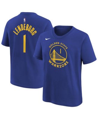 Boys' and Girls' Golden State Warriors Yaxel Lendeborg Icon Name Number Screen-Print Crewneck T-Shirt