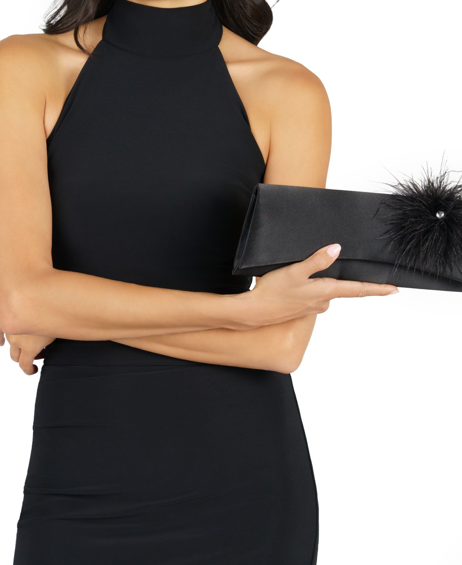 Zosia Feather Ornamented Small Flap Clutch Handbag