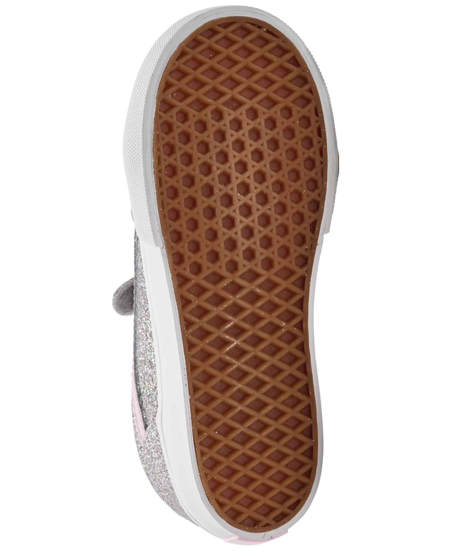 Детские низкие кеды Vans Old Skool V с блёстками на липучках для девочек, Finish Line, цвет: Серебристый / Розовый — фото 6