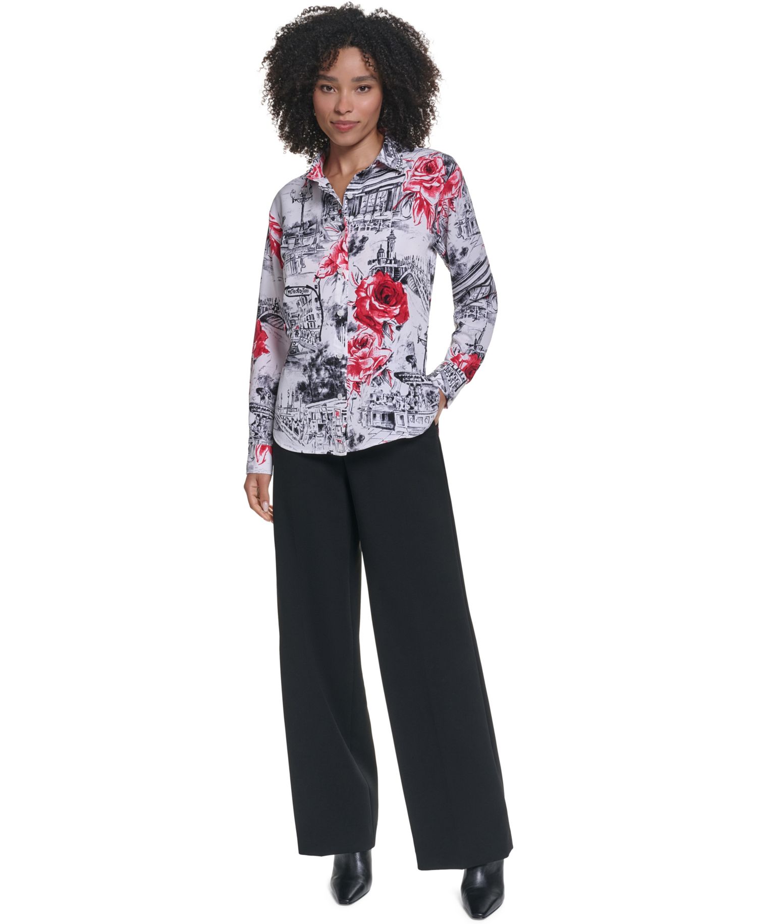 Women's Printed Long-Sleeve Blouse