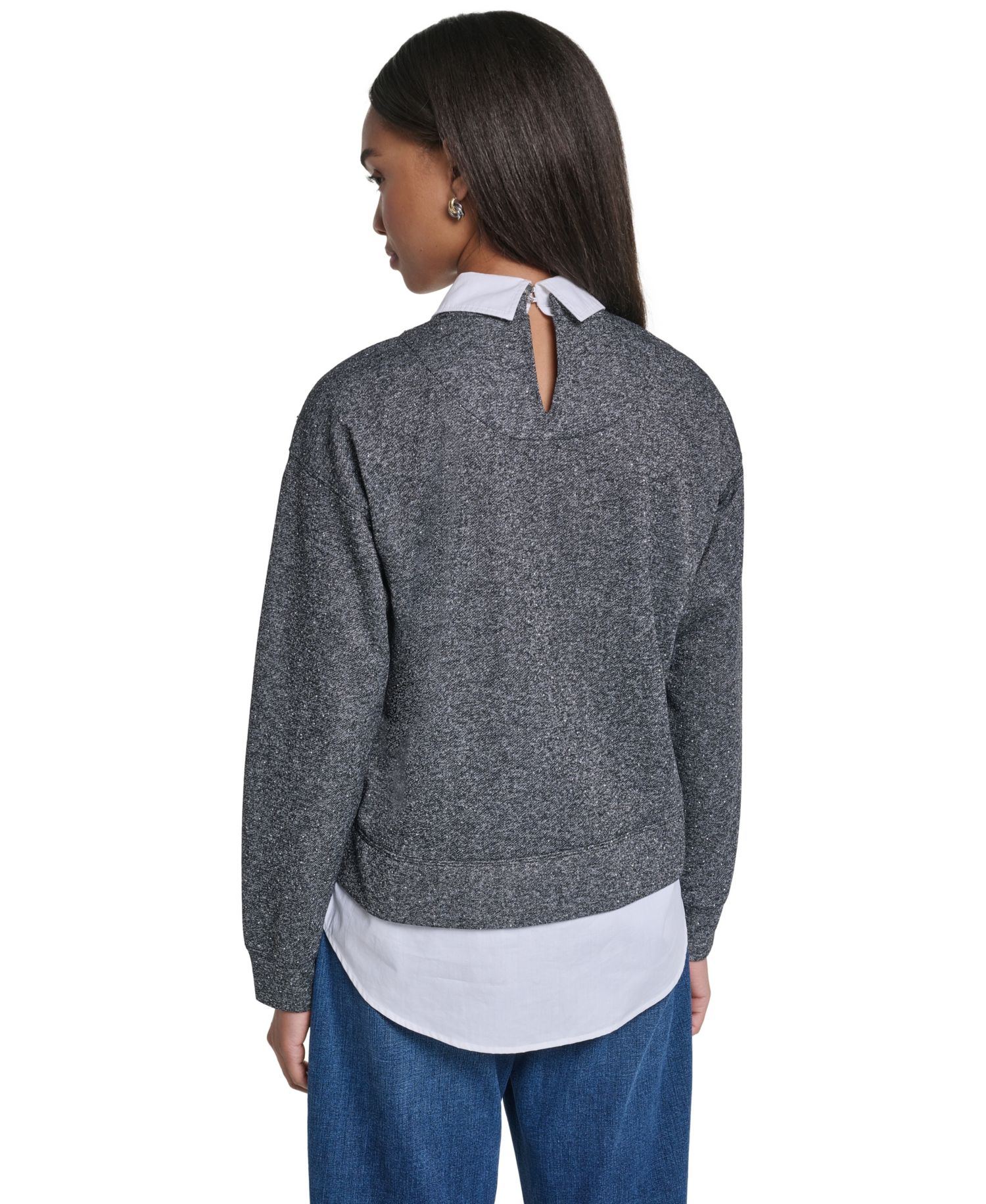Women's Collared Oversized Logo-Bow Sweatshirt