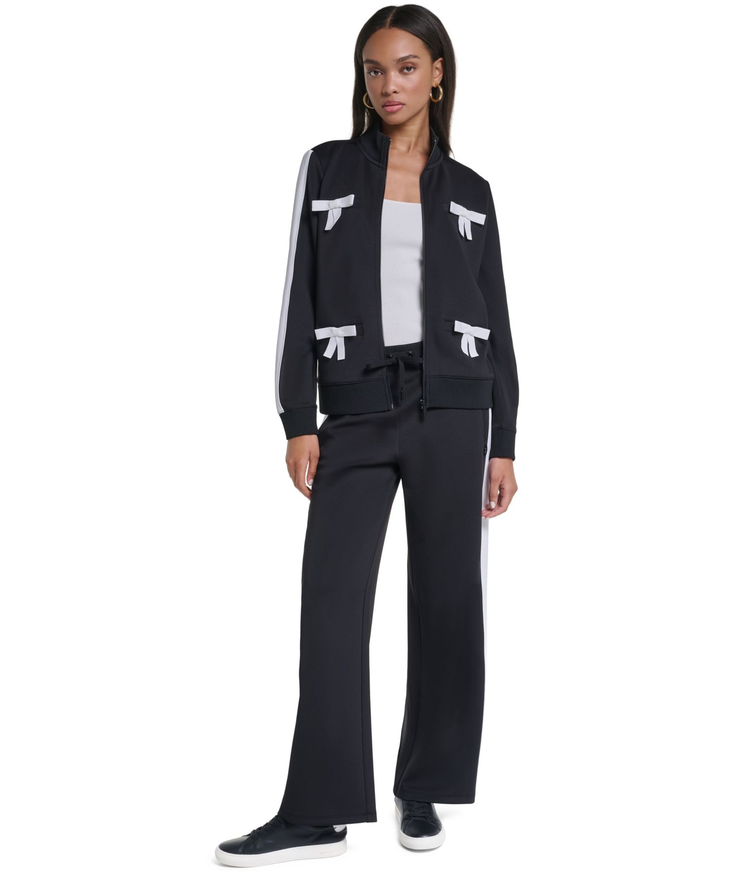 Women's 3D Bow Mock-Neck Zipper Jacket