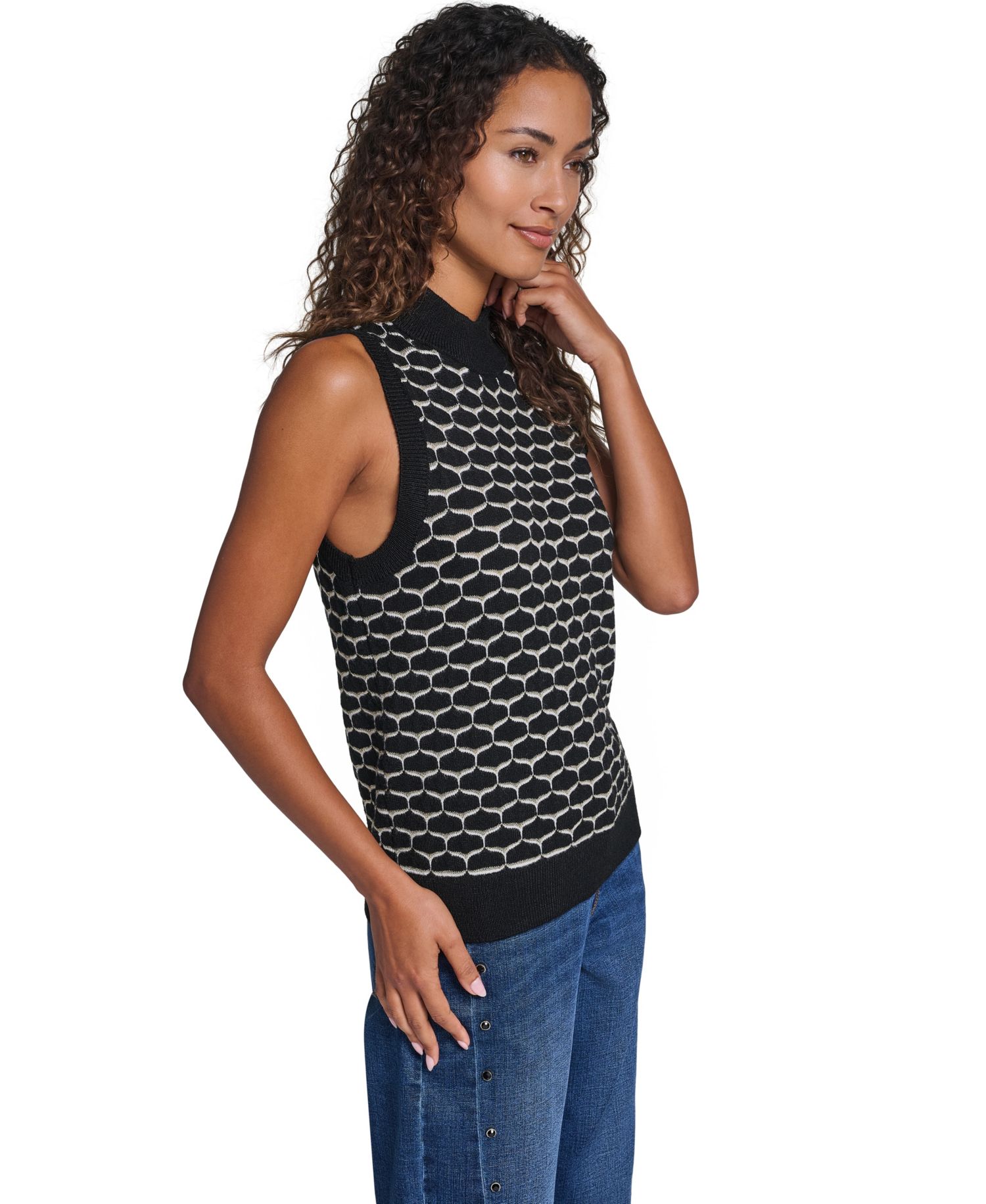 Women's Mock Neck Sleeveless Sweater