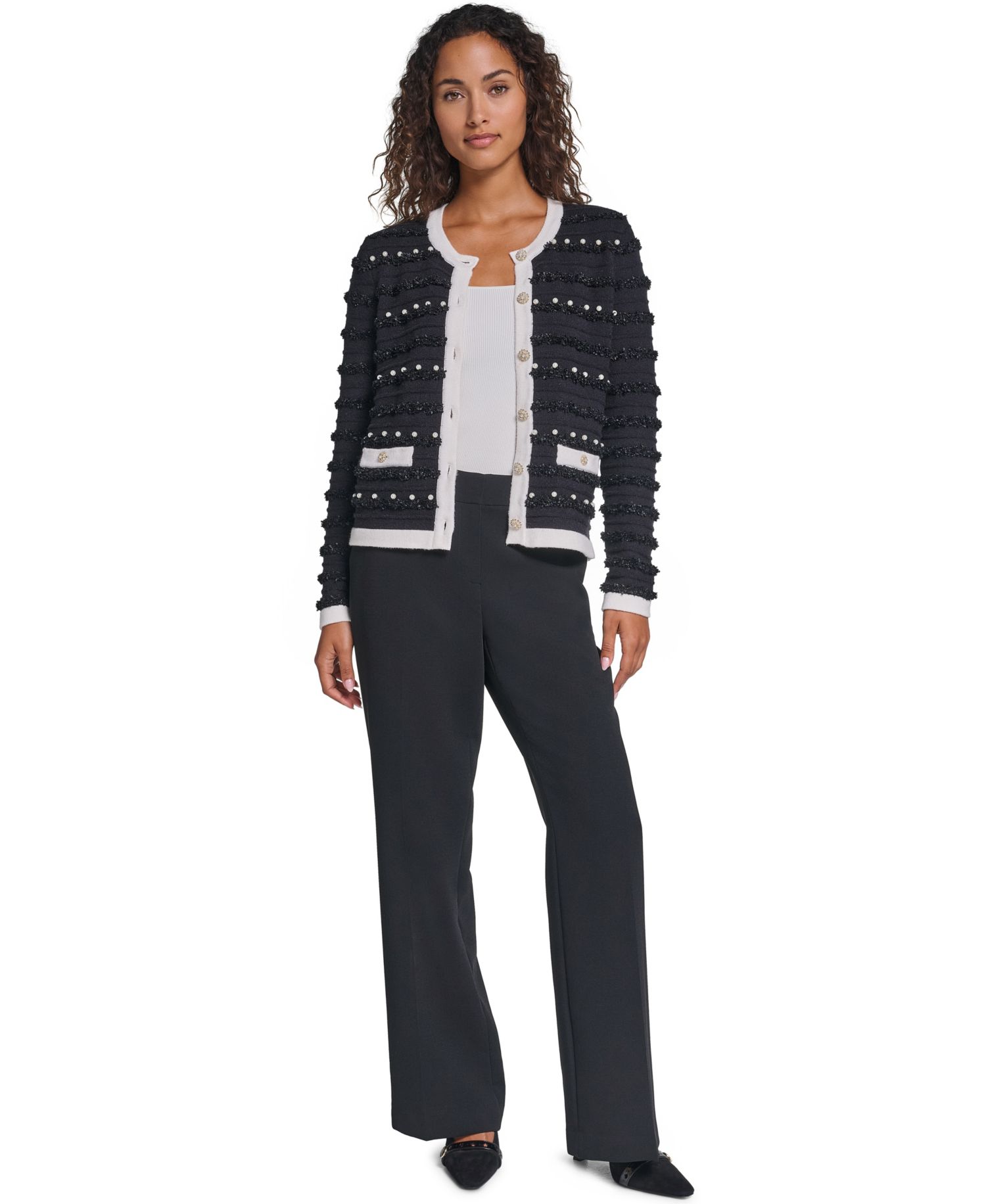Women's Embellished Crewneck Cardigan Sweater