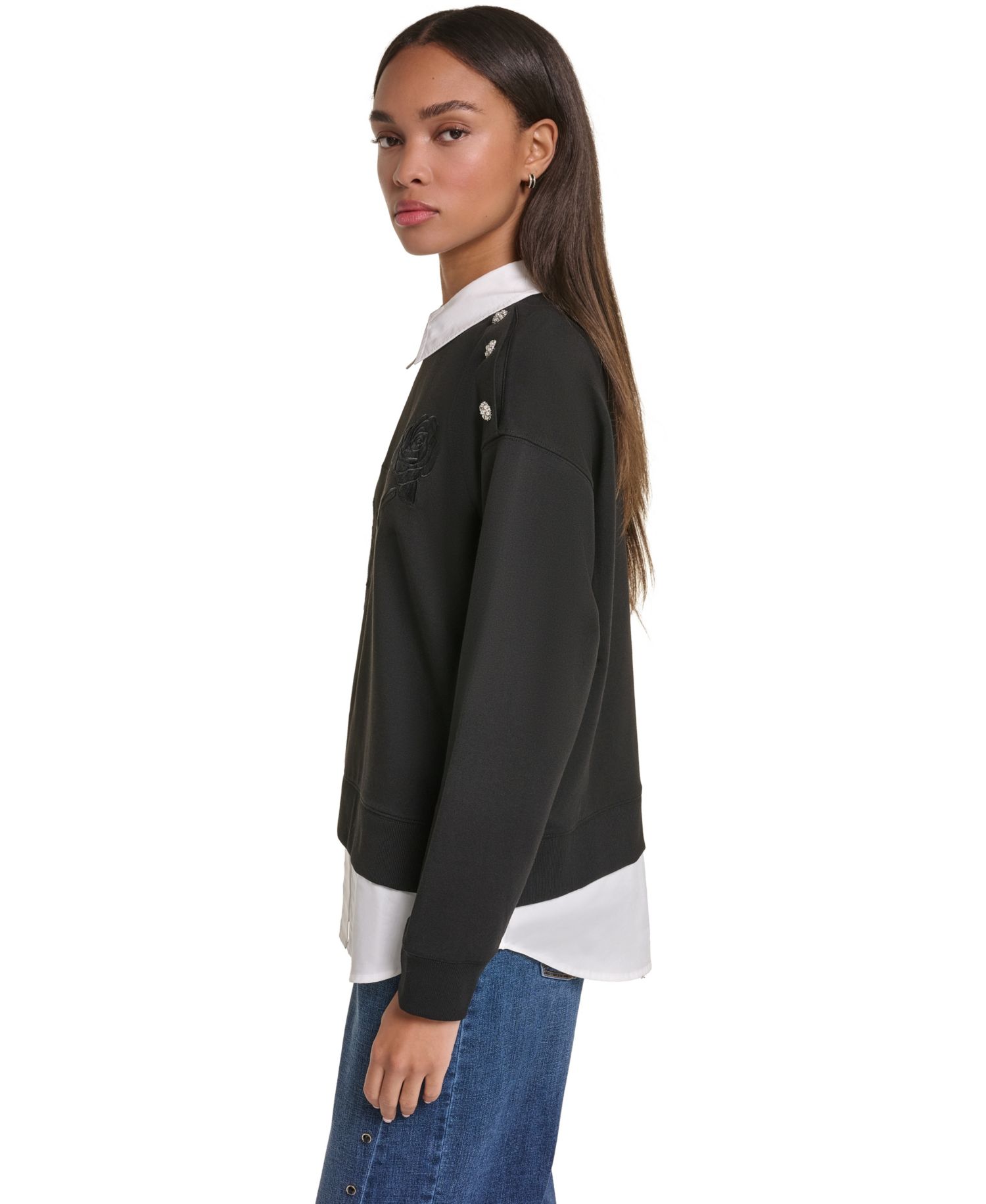 Women's Collared Twoffer Oversized Sweatshirt