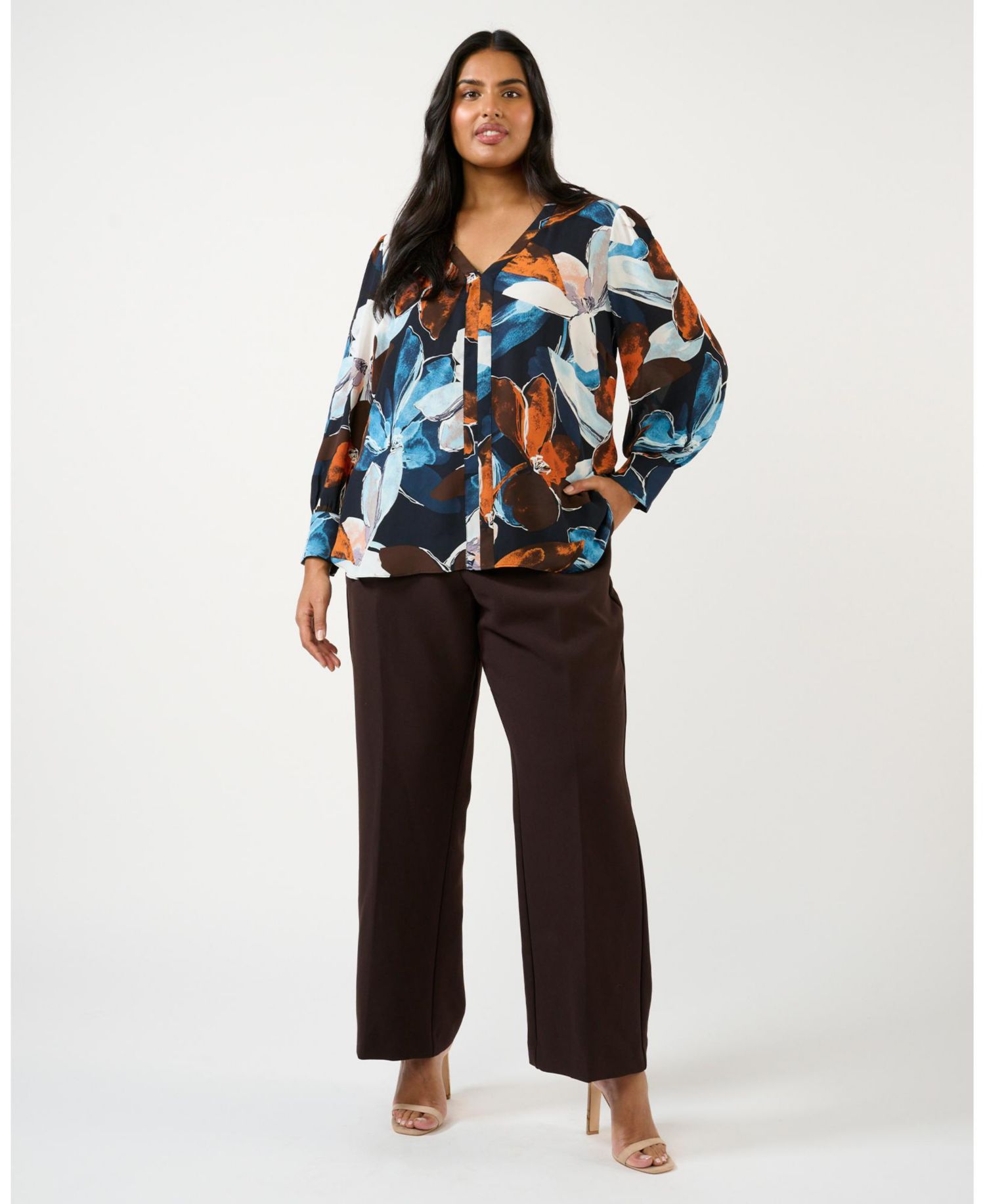Plus size Annette Floral Print Long Sleeve Shirt