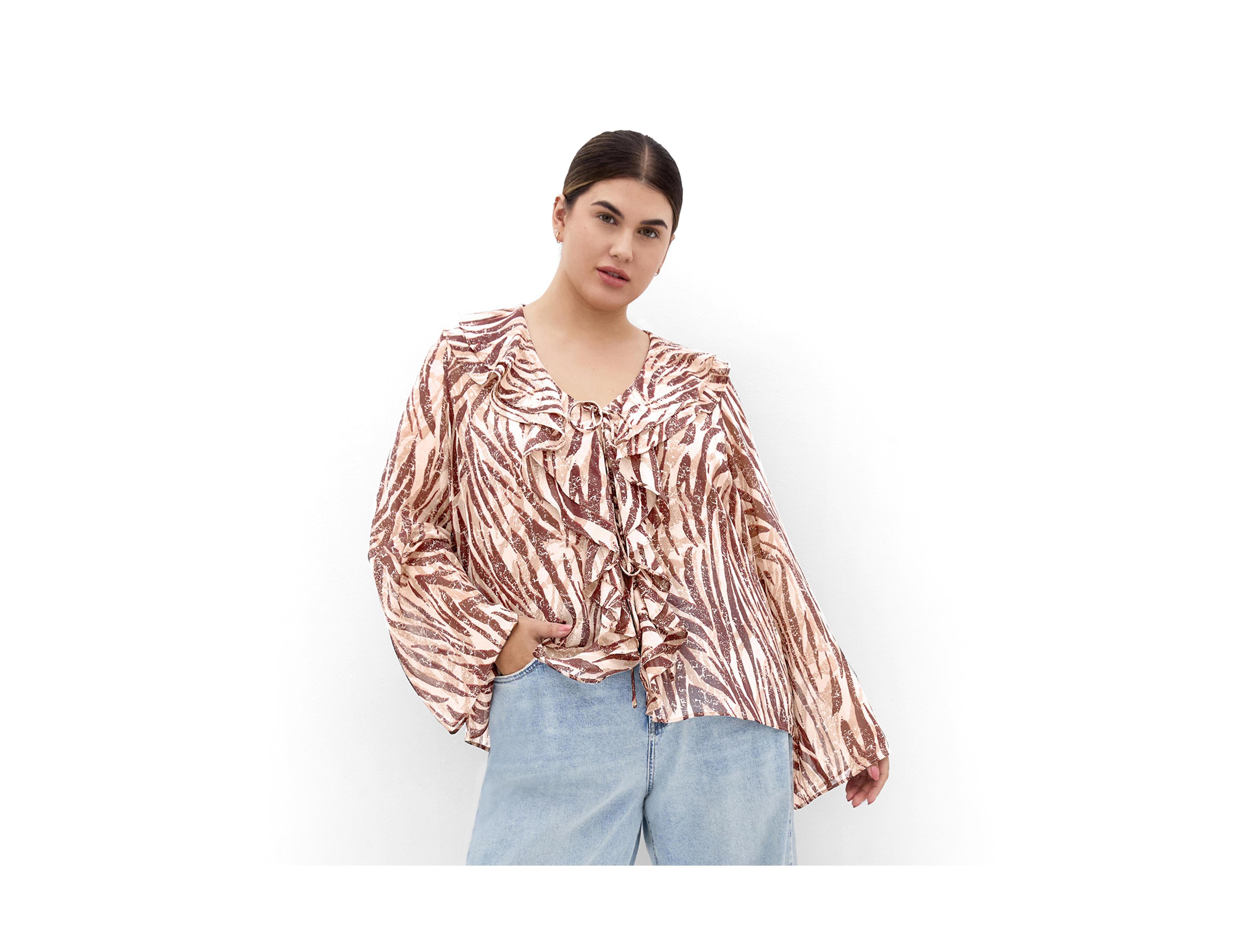 City Chic Women's Plus Vivid Ruffle Snake Print Top