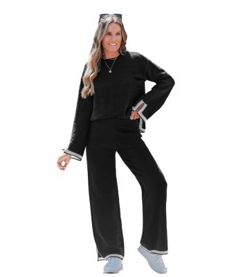 Women's Contrast Trim Knit Lounge Set