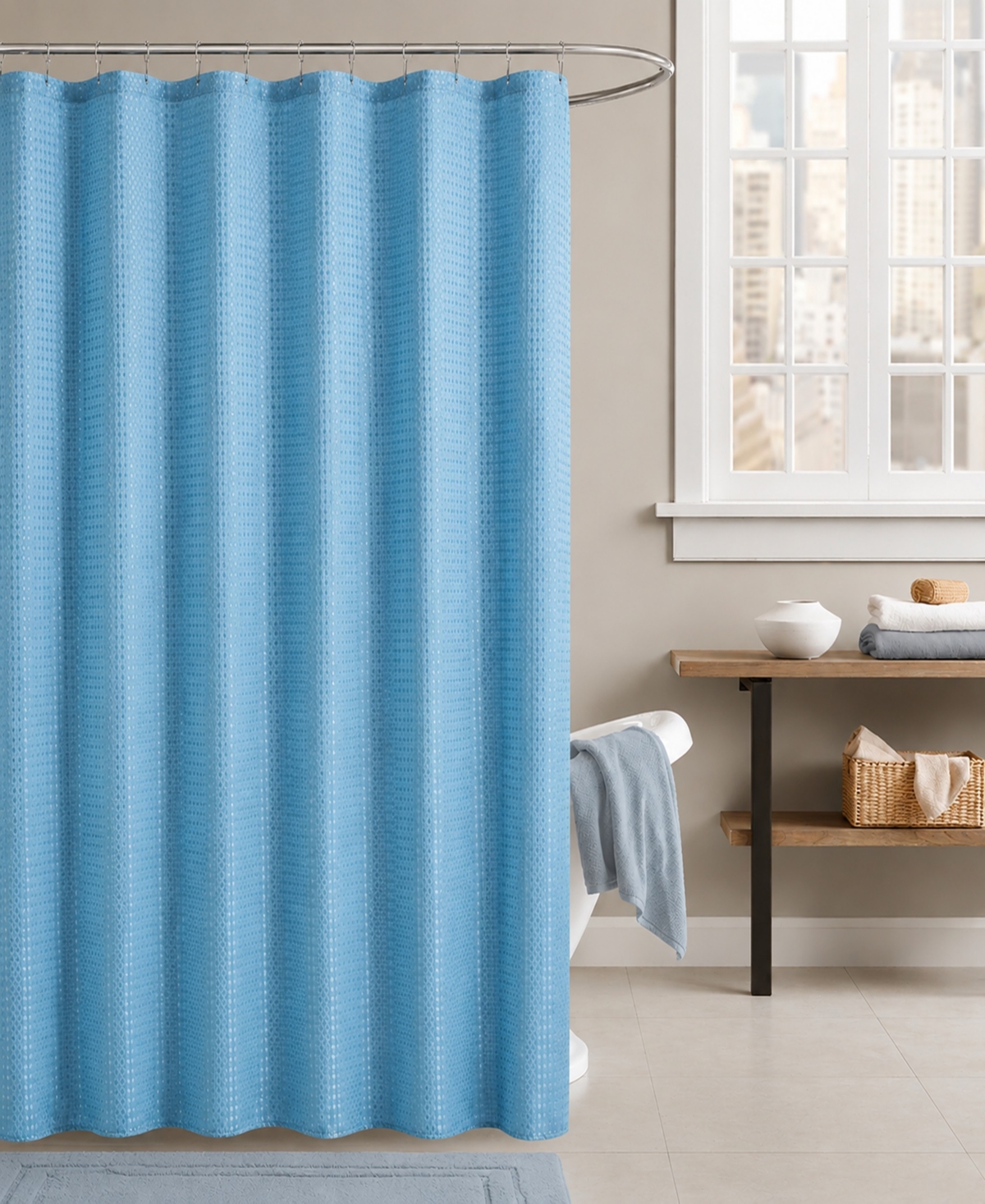 Popular Bath Conrad Water-resistant Shower Curtain, 70" X 72" In Blue