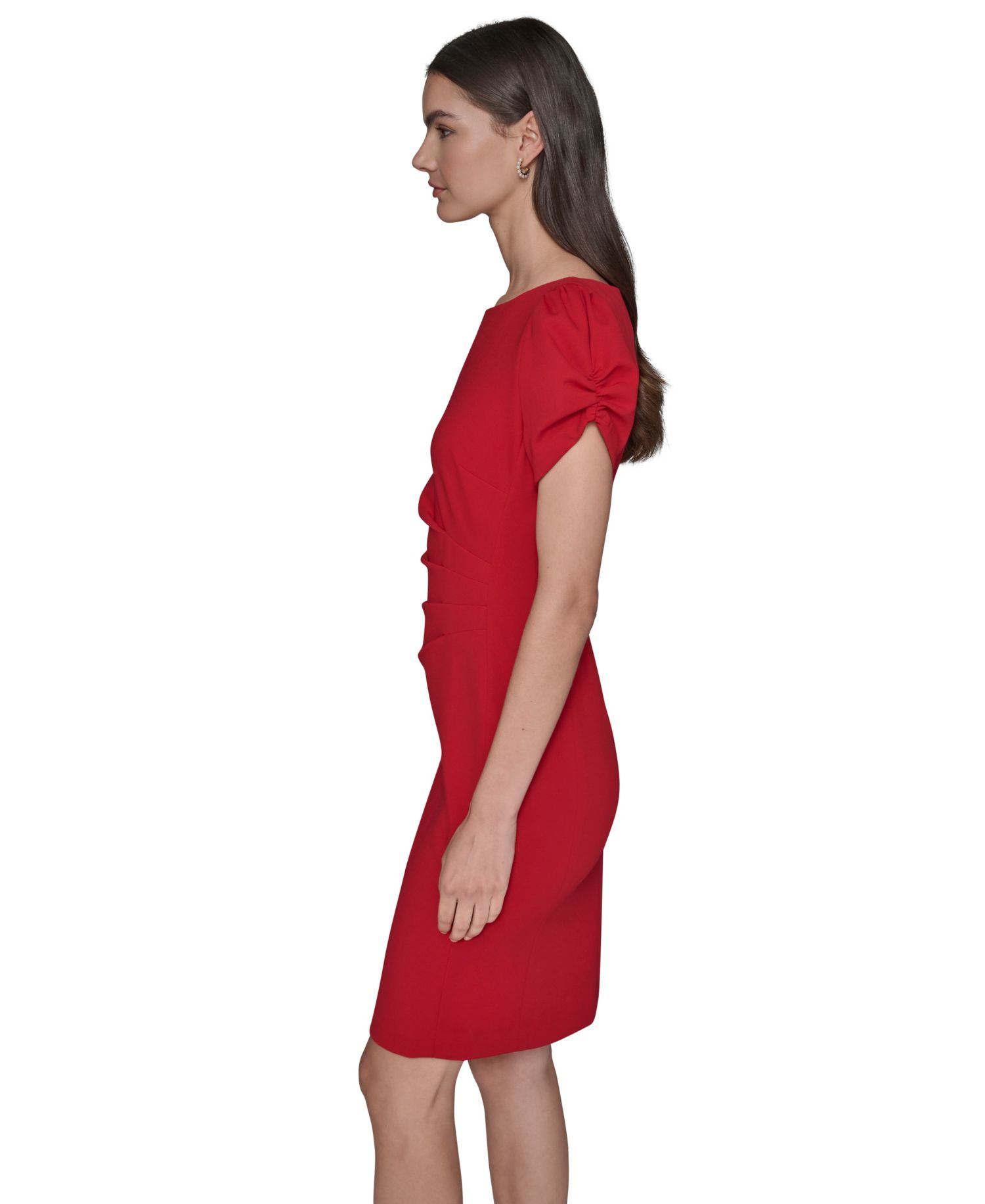 Women's Puff-Sleeve Side-Pleated Dress