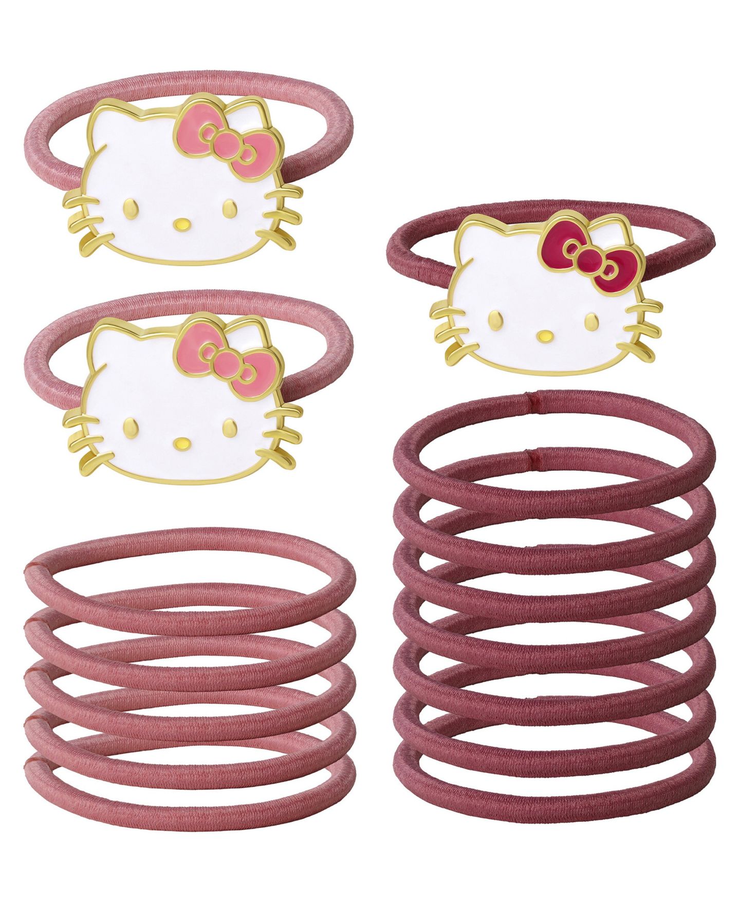 Аксессуары для волос Hello Kitty Metal Pendant Hair Ties, 15-Piece Set для девочек, цвет: Розовый — фото 1