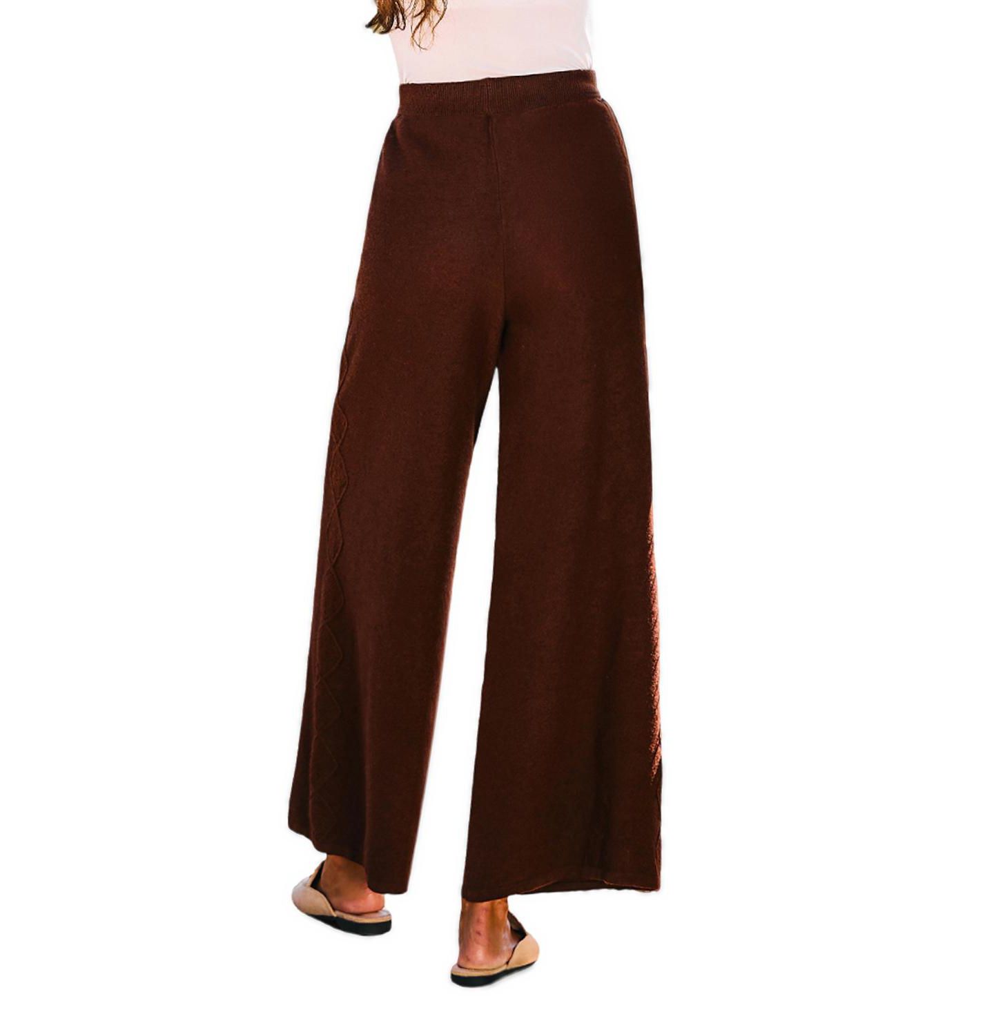 Женские брюки Cupshe Take a Breather High-Rise Wide-Leg Cable-Knit, цвет: Коричневый — фото 3