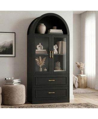 Modern Minimalist Arched Glass Storage Cabinet