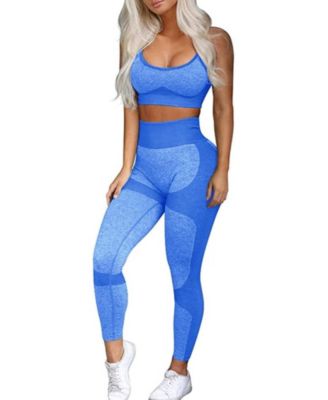 Women's Seamless High-Waisted Compression Sports Bra and Leggings, 2-Piece Set